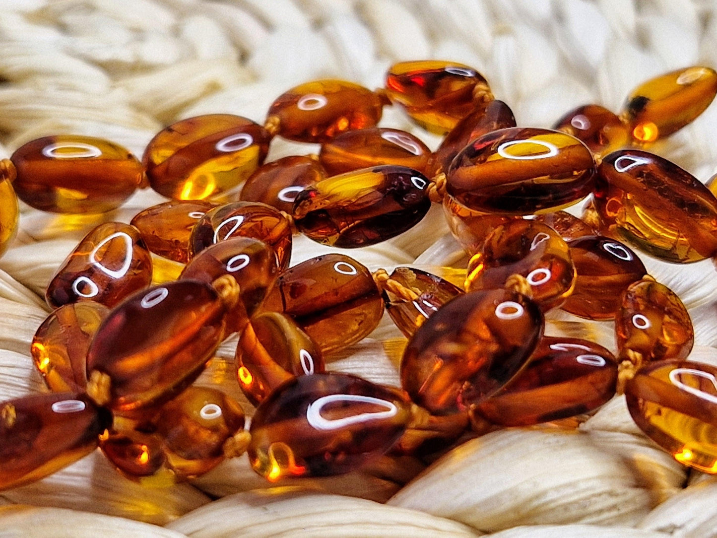Amber Beads 'Cognac' . Vintage - Baltic - Amber - Bean - Jewelry - Baltic Mystery | Amber Jewelry