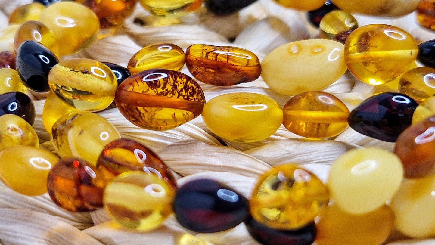 Amber Beads 'Multi Shade '.Vintage - Natural - Amber - Bean - Jewelry - Baltic Mystery | Amber Jewelry