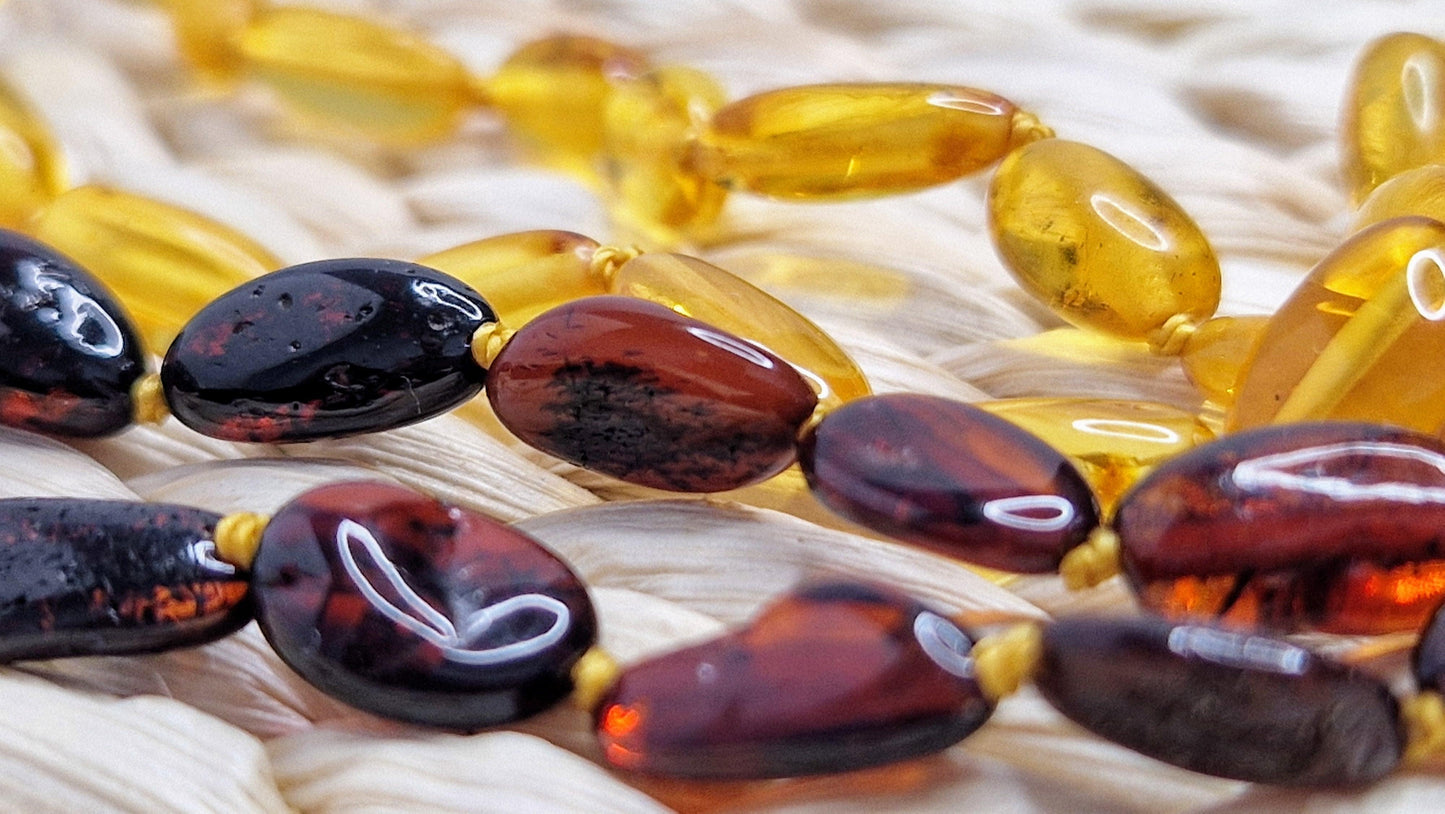 Amber Beads 'Rainbow'. - Vintage - Amber - Jewelry -Bean - Neckalace - Baltic Mystery | Amber Jewelry