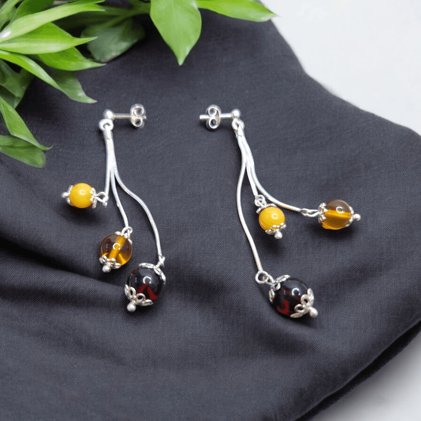 Baltic Amber earrings 'Bells'.Silver - Baltic - Amber -Accessory - Baltic Mystery | Amber Jewelry