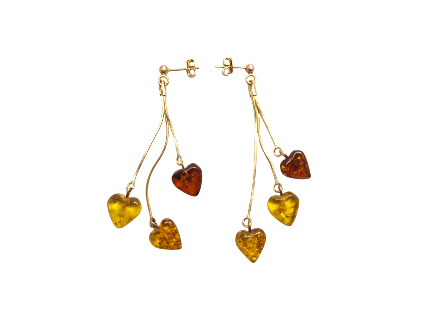 Baltic Amber earrings 'Hearts' - Elegant - Heart - Shaped - Amber - Jewellery - Baltic Mystery | Amber Jewelry