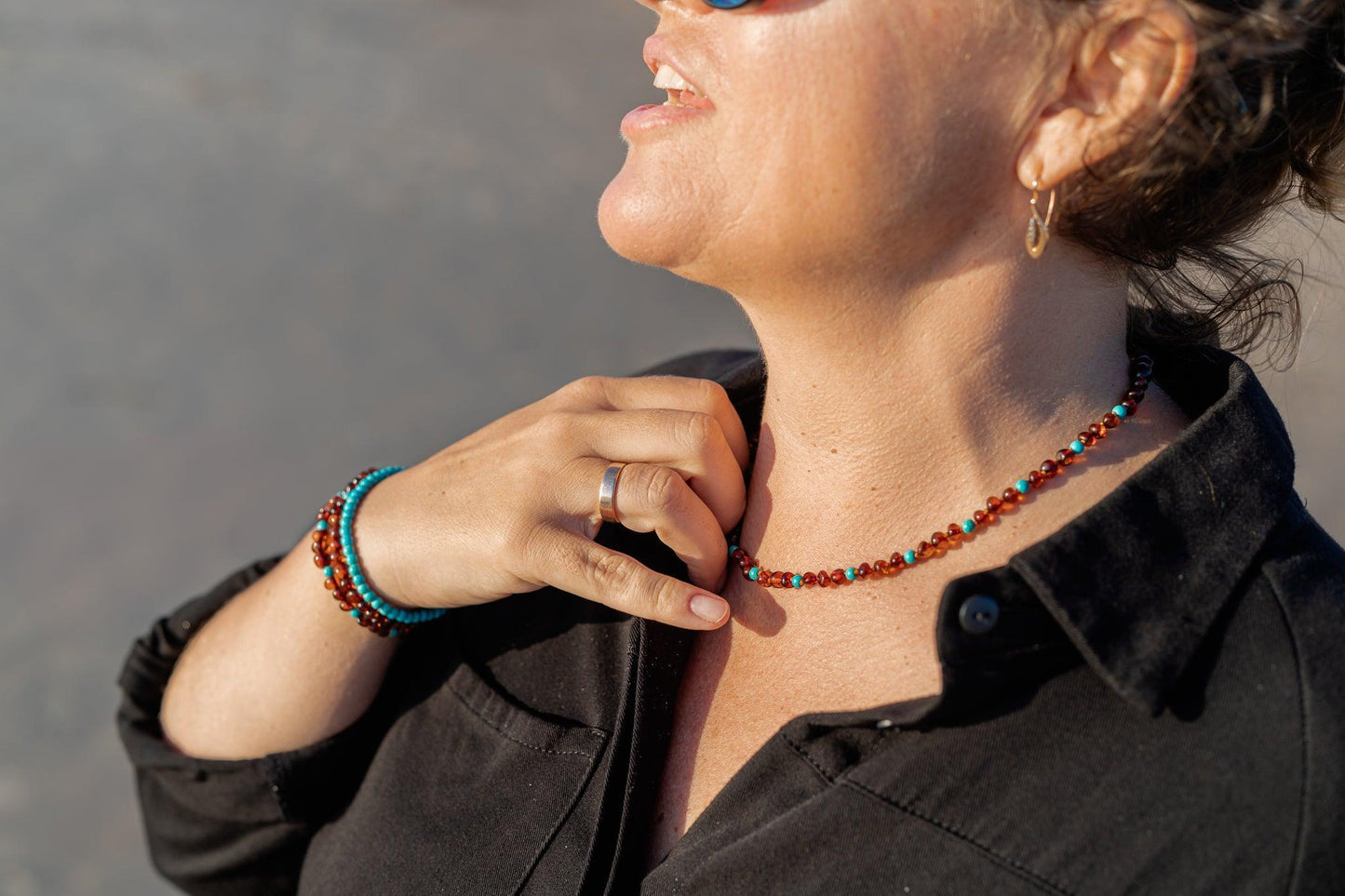 Amber Beads 'Cognac-Turquoise' . Baltic - Amber  - Turquoise - Jewelry - Baltic Mystery | Amber Jewelry