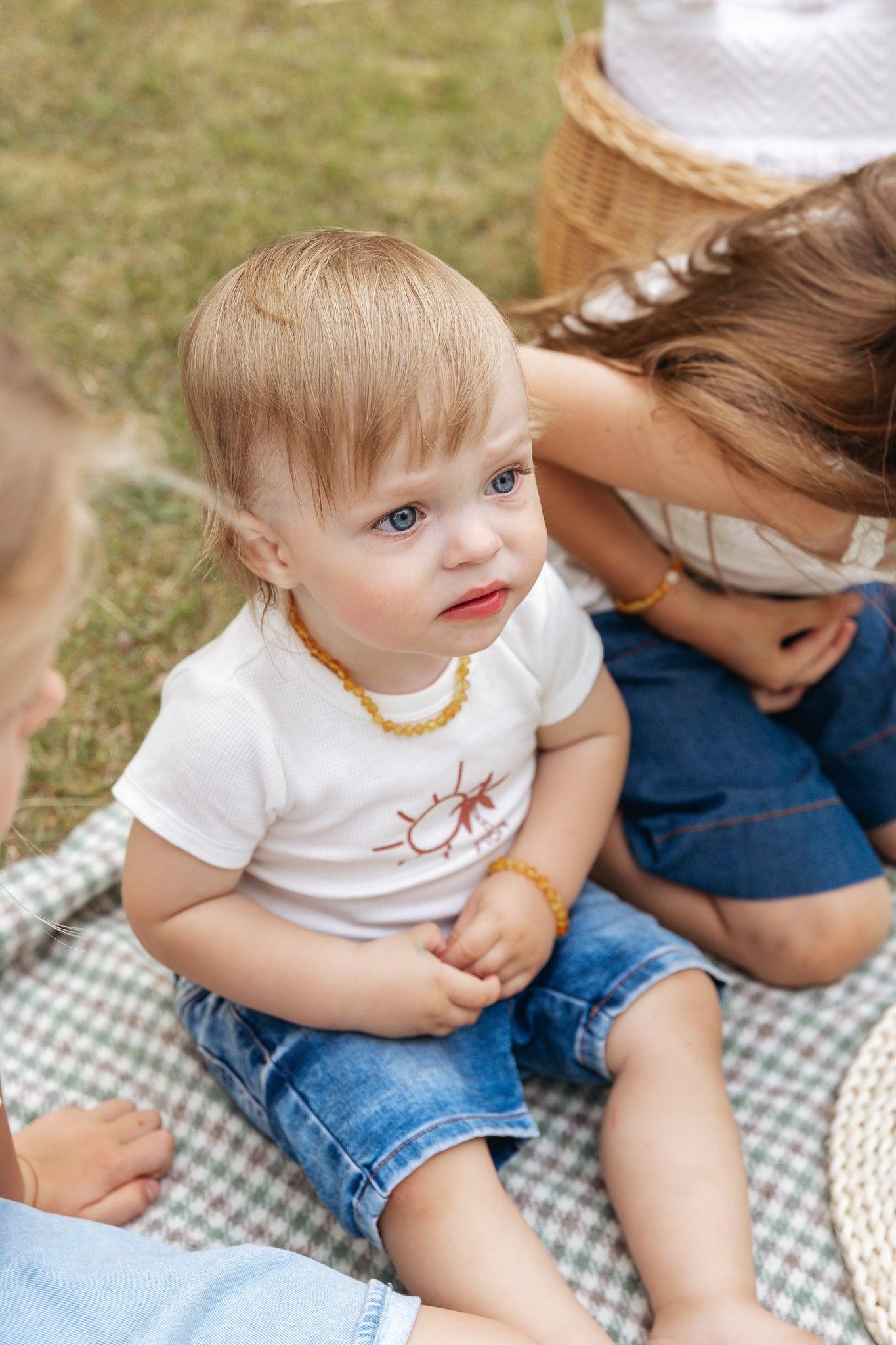 Amber Necklace - Bracelet 'Raw Honey'.Kids - Jewelry - Set