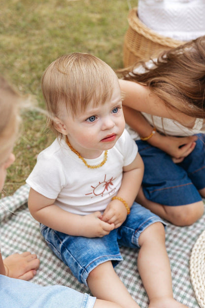 Amber Necklace - Bracelet 'Raw Honey'.Kids - Jewelry - Set