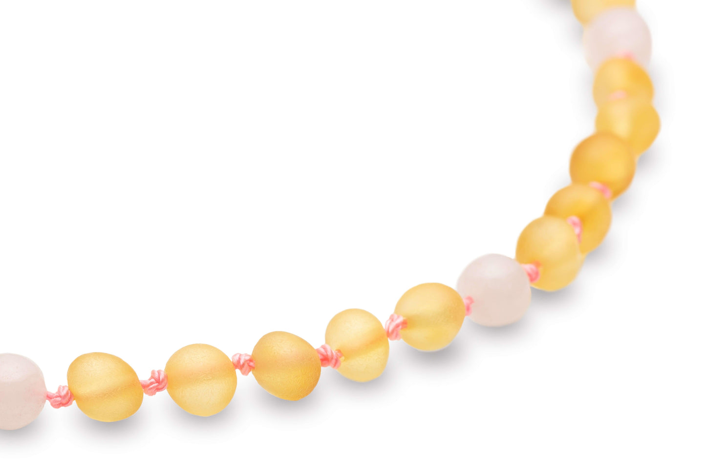 Amber Necklace. Raw - Honey - Amber - With - Rose - Quartz.