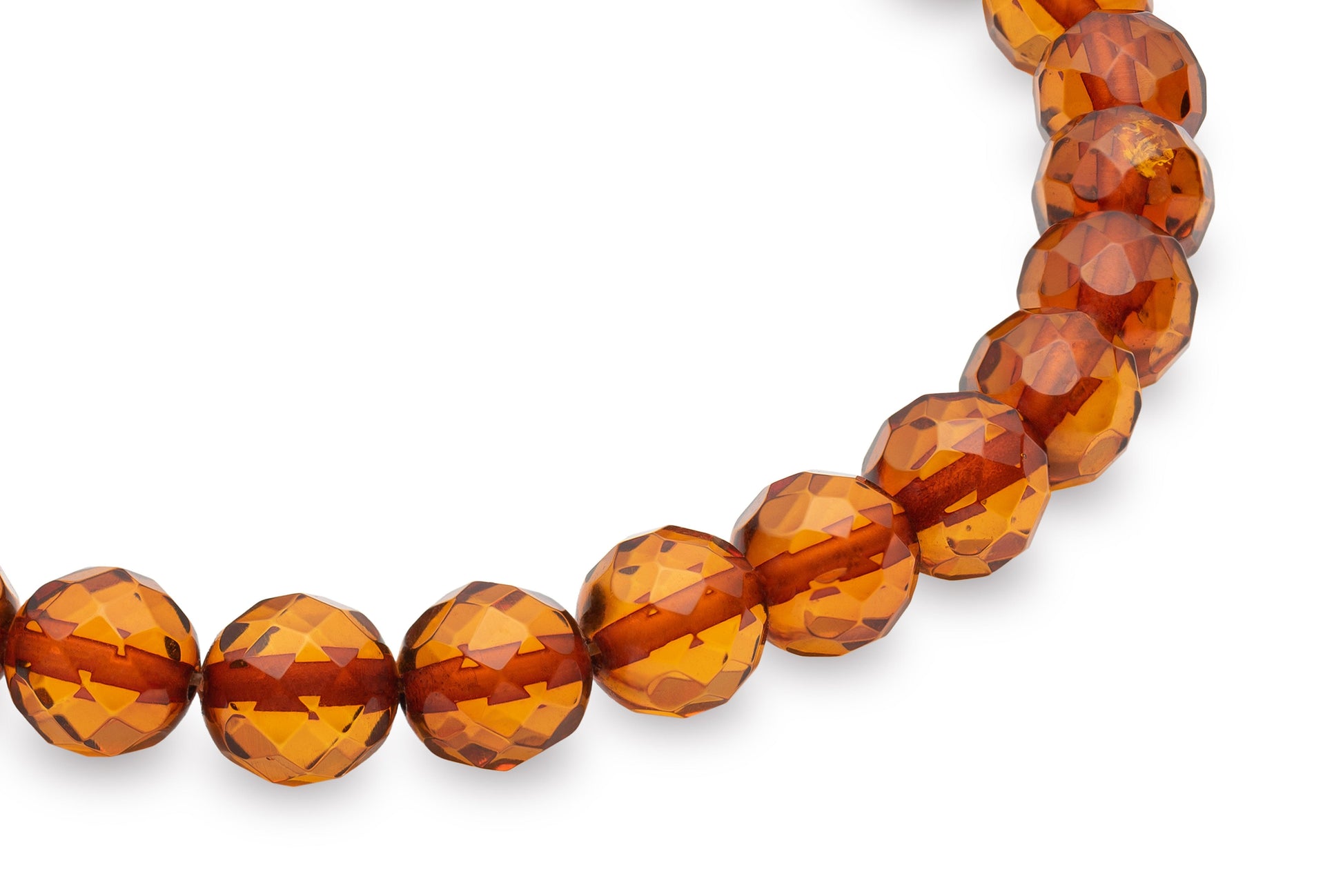 Amber bracelet. Luxurious - Cognac - Faceted Bead - Unisex - 19 cm - Baltic Mystery | Amber Jewelry