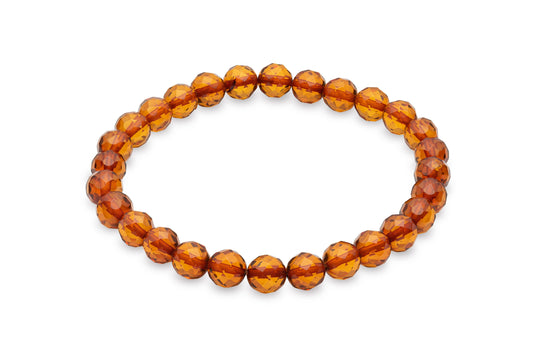 Amber bracelet. Luxurious - Cognac - Faceted Bead - Unisex - 19 cm - Baltic Mystery | Amber Jewelry