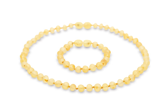 Amber necklace - Bracelet 'Raw Lemon'. Amber - Set - Jewelry