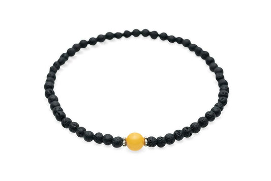 Lava Stone Anklet Bracelet - Baltic Mystery | Amber Jewelry