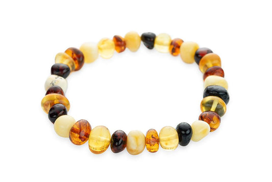 Baltic Amber Bracelet 'Multicolor' . Amber - Jewelry - Unisex - 19 cm