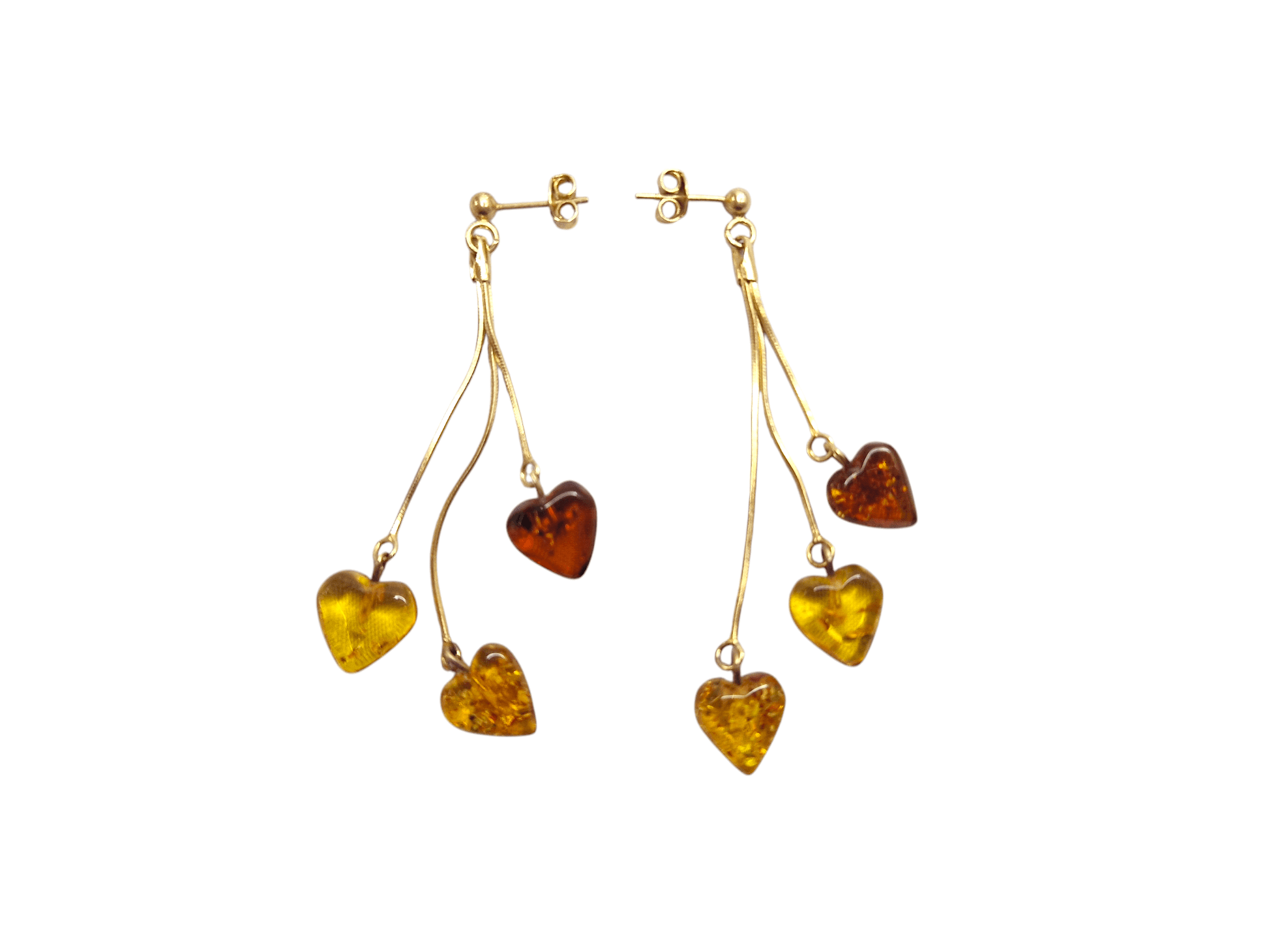 Baltic Amber earrings 'Hearts' - Elegant - Heart - Shaped - Amber - Jewellery - Baltic Mystery | Amber Jewelry