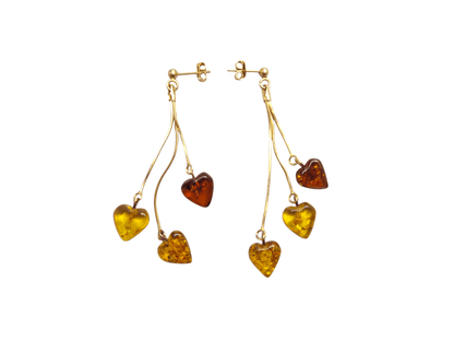 Baltic Amber earrings 'Hearts' - Elegant - Heart - Shaped - Amber - Jewellery - Baltic Mystery | Amber Jewelry