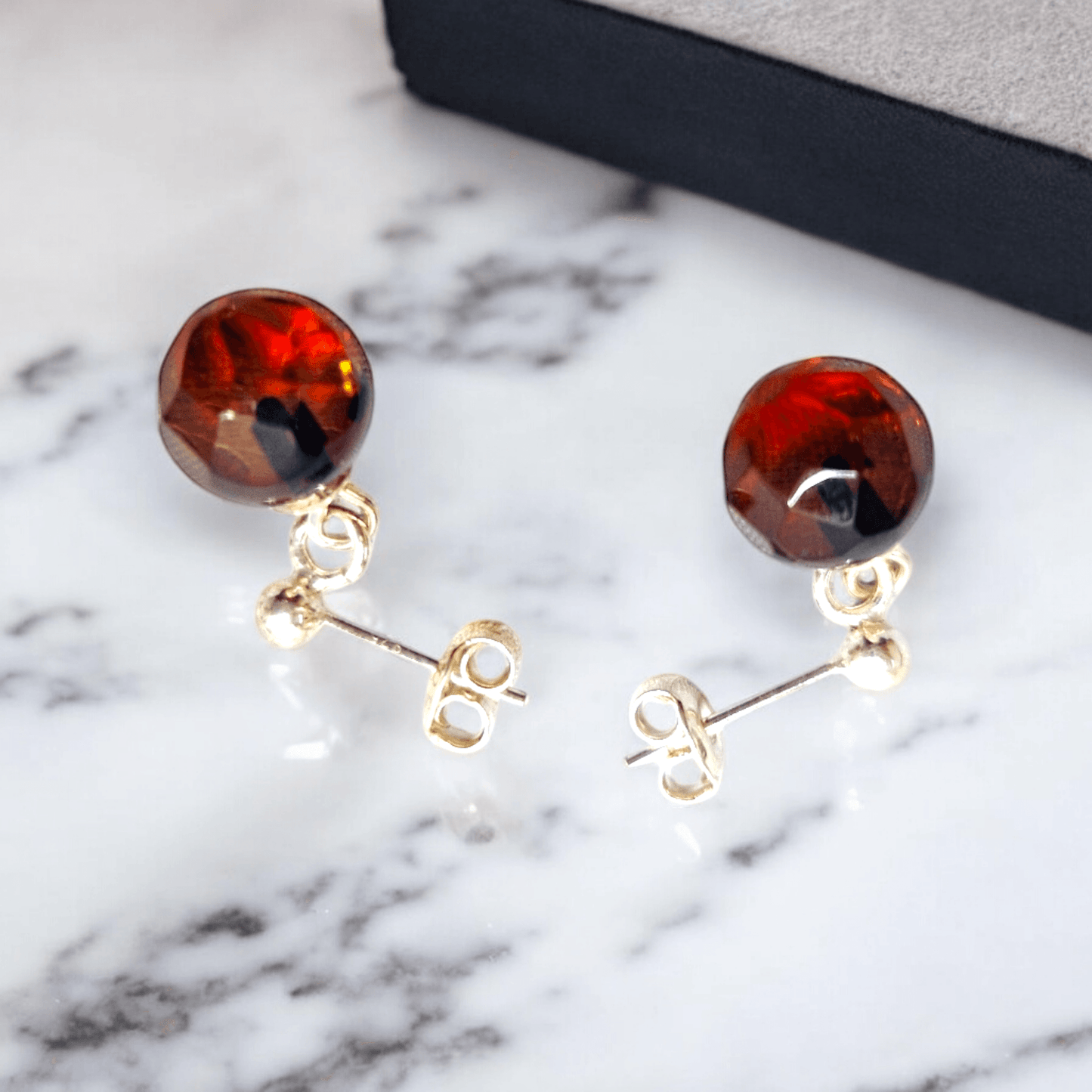 Baltic Amber Earrings 'Bubbles' .Natural Faceted Elegant Jewelry - Baltic Mystery | Amber Jewelry