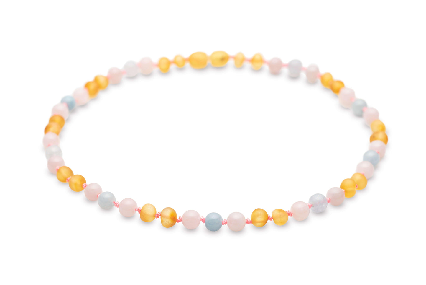 Raw Honey with Rose Quartz - Sky Blue - Baltic Mystery | Amber Jewelry