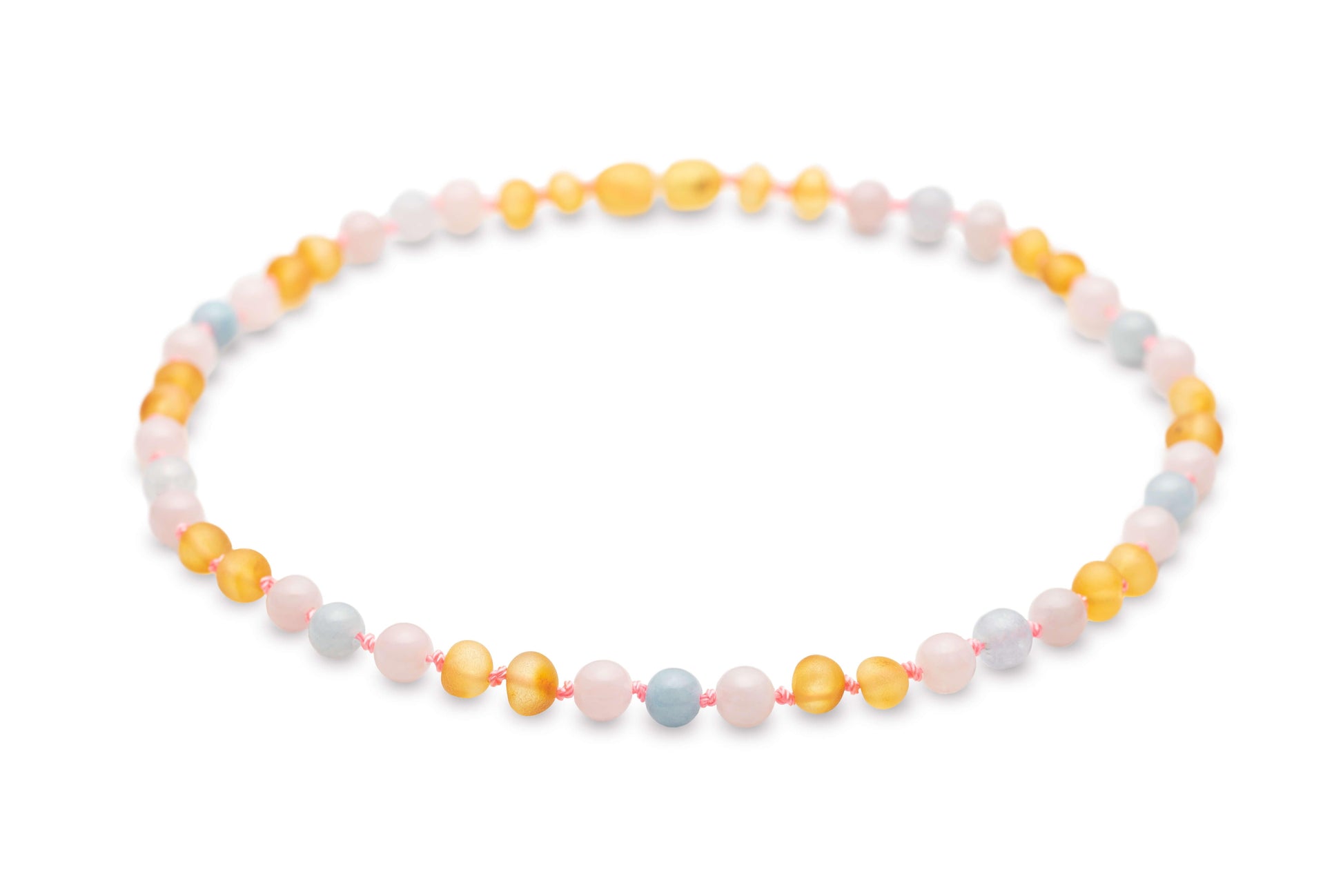 Raw Honey with Rose Quartz - Sky Blue - Baltic Mystery | Amber Jewelry