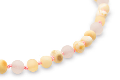 Raw Milky with Rose Quartz - Baltic Mystery | Amber Jewelry