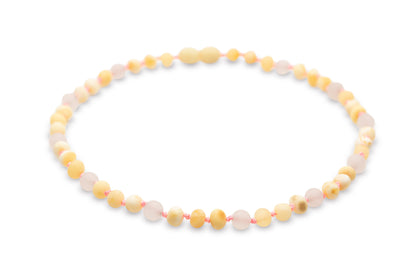 Raw Milky with Rose Quartz - Baltic Mystery | Amber Jewelry