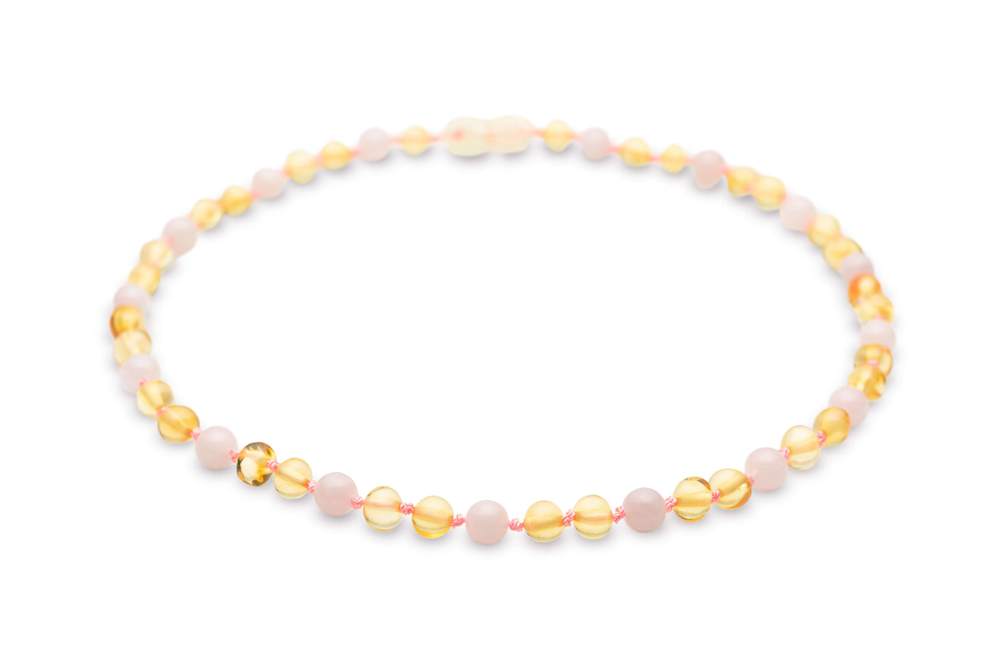 Polished Honey with Rose Quartz - Baltic Mystery | Amber Jewelry