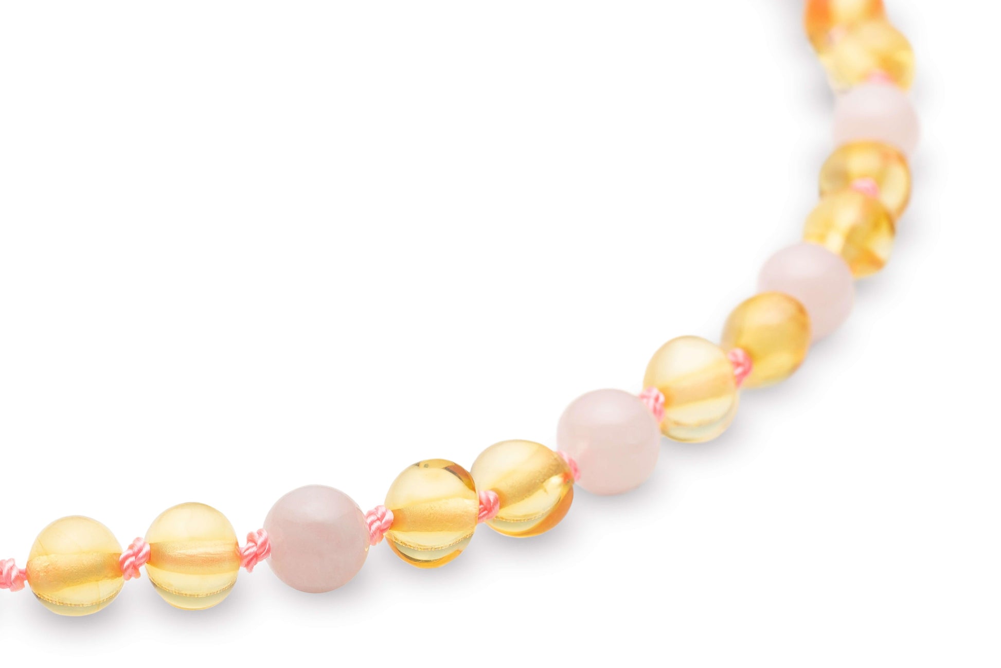 Polished Honey with Rose Quartz - Baltic Mystery | Amber Jewelry