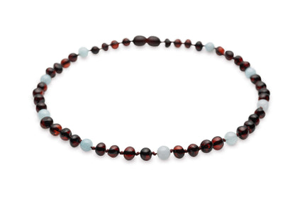 Polished Cherry with Sky Blue - Baltic Mystery | Amber Jewelry