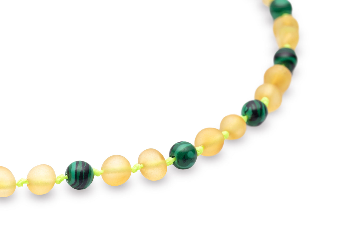 Raw Honey with Malachite Stone - Baltic Mystery | Amber Jewelry