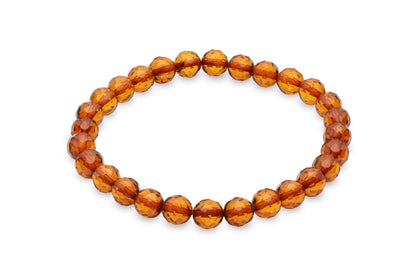 Amber bracelet. Luxurious - Cognac - Faceted Bead - Unisex - 19 cm - Baltic Mystery | Amber Jewelry