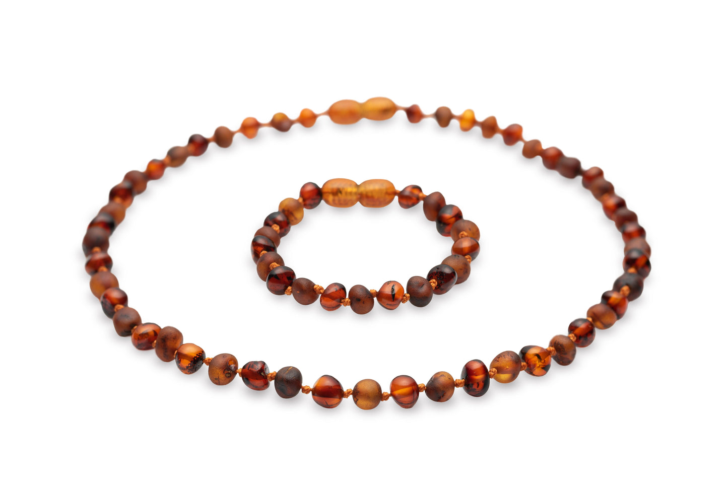 Polished / Raw Amber Cognac Set - Baltic Mystery | Amber Jewelry